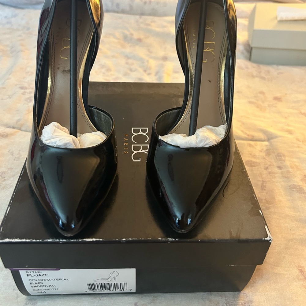 BCBG Paris Glossy Black Heels